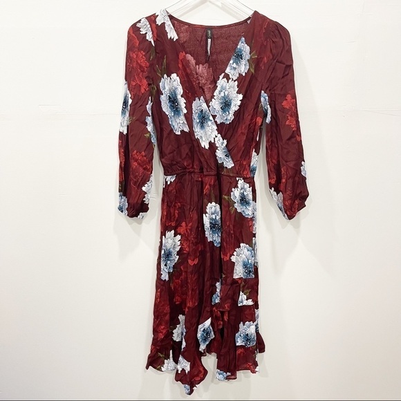 Anthropologie Plenty by Tracy Reese Aleah Floral Print Red Wrap Dress Small - Picture 3 of 9